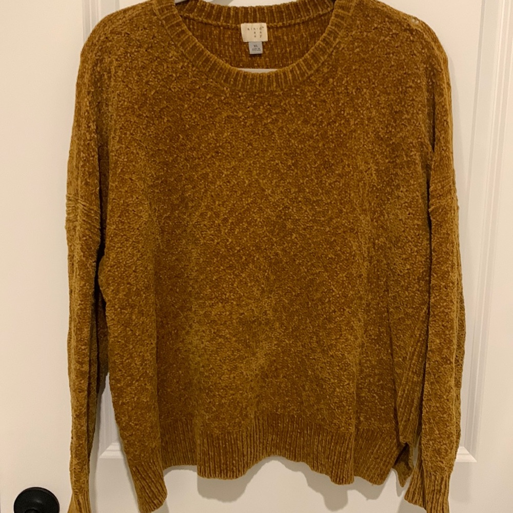 Soft gold yellow chenille sweater